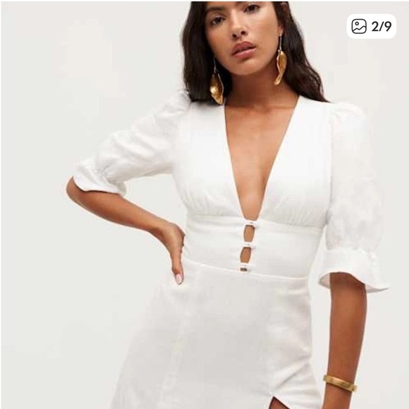 NWT Maribel Linen Dress in White - Picture 3 of 12